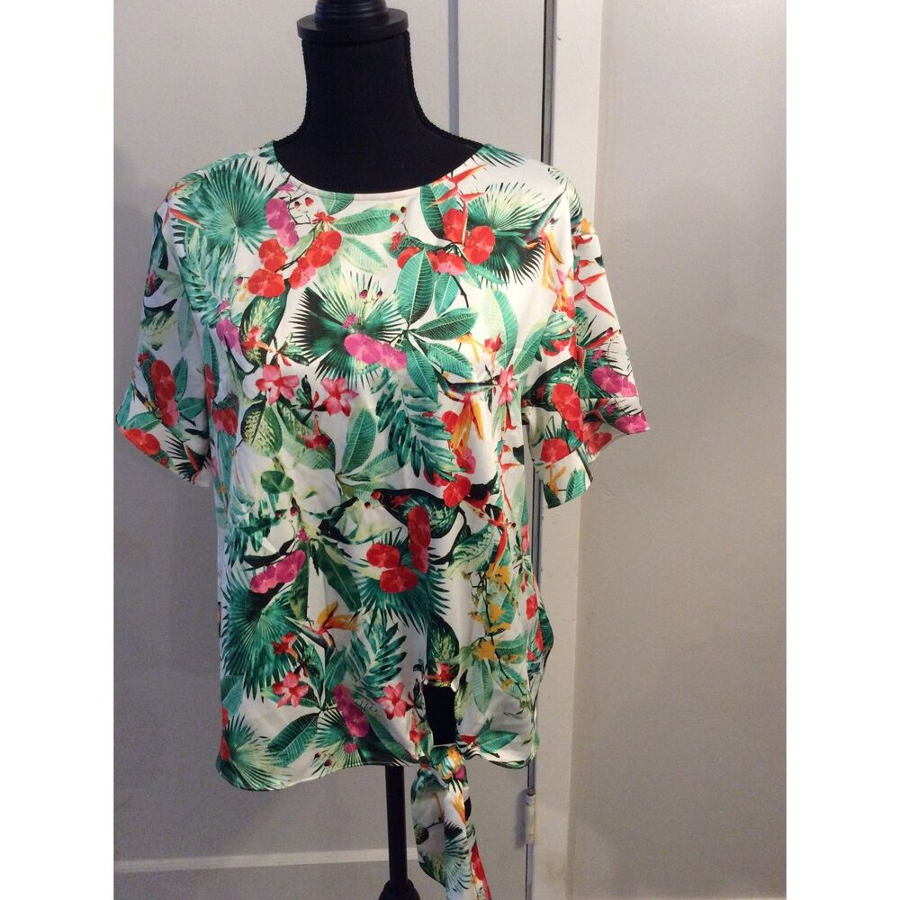 NWT Worthington Womens Floral Side Tie Shirt Small Career
